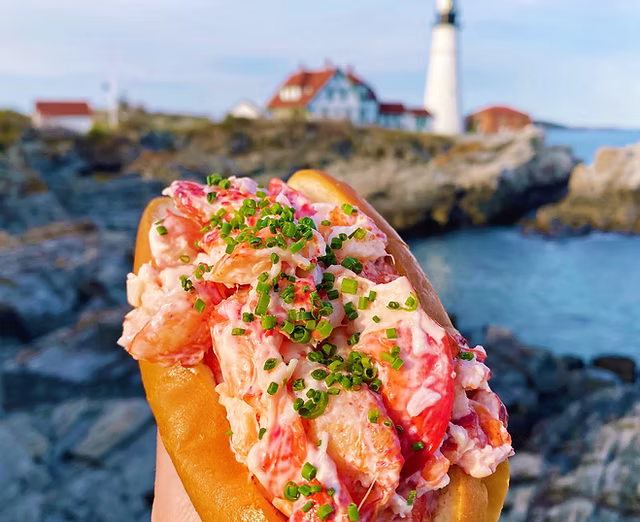 Best lobster roll food truck Portland Maine — Bite Into Maine lobster roll.